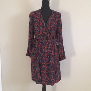 Gap black wrap dress with fun floral print